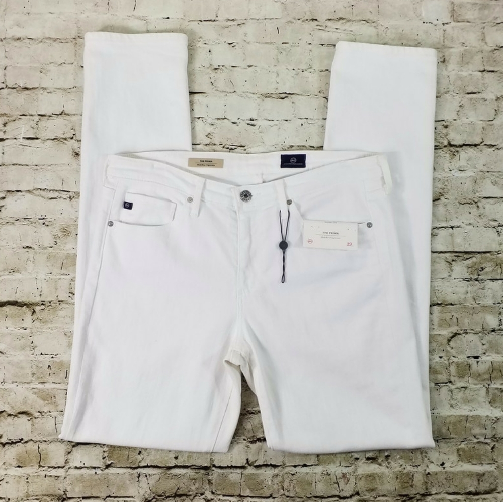 AG Adriano Goldschmied The Prima White Mid Rise Stretch Cigarette Jeans Women 29 - Picture 6 of 16